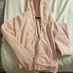 light pink brandy melville zip up jacket with hoodie